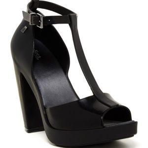 Melissa Bite T-Strap Platform Jelly Heels Peep Toe